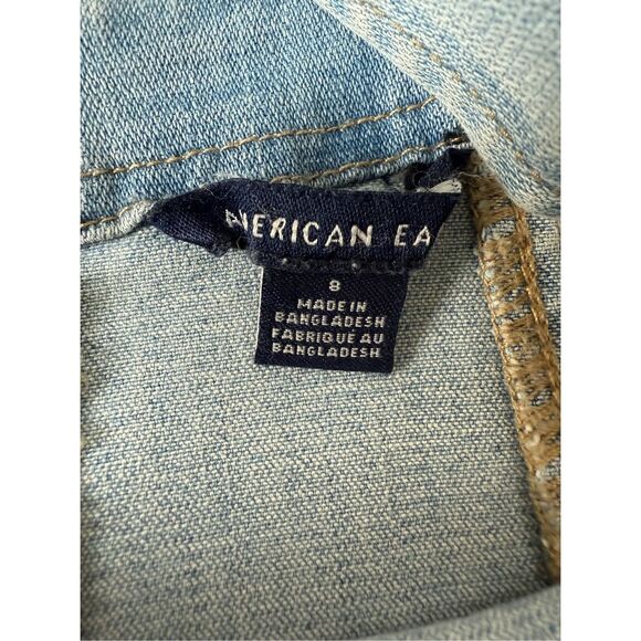 American Eagle Super Stretch Denim Overall Mini Dress Size 8 - Picture 6 of 11
